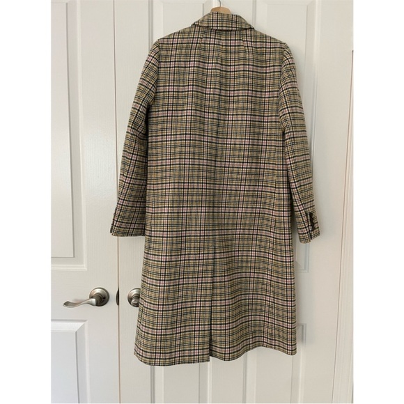 J. Crew Italian Wool Double-breasted Topcoat Cream Houndstooth Midi Coat Size 6 - Picture 4 of 12